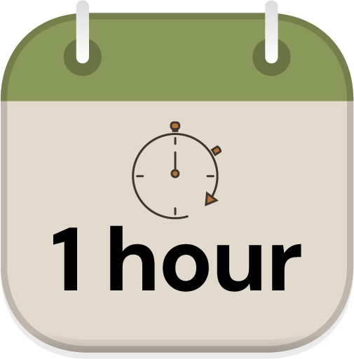 1 x 1 hour slot booking