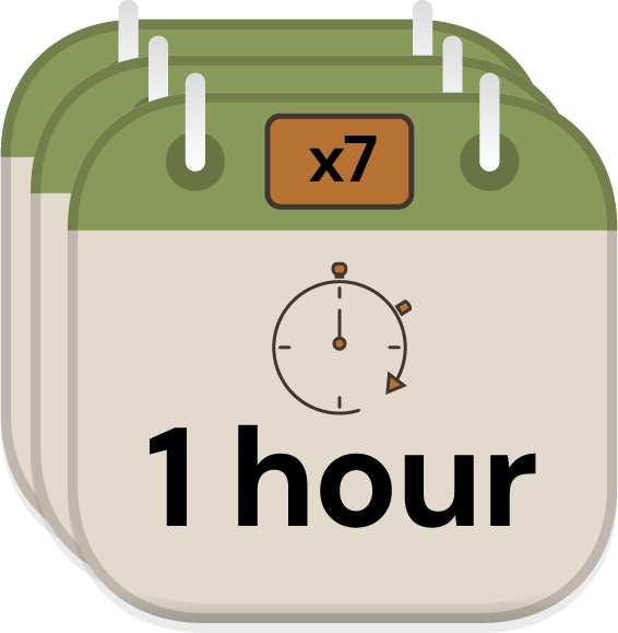 7 x 1 hour slots (Discounted Bundle Booking)